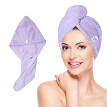 iota Microfiber Hair Wrap Towel 350 GSM Super Absorbent, Cap Salon Towel (Purple)