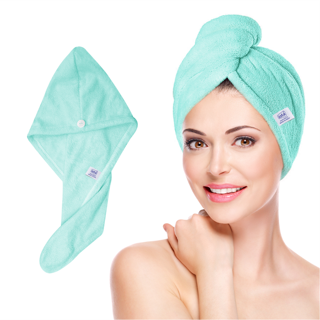 iota Microfiber Hair Wrap Towel 350 GSM Super Absorbent, Cap Salon Towel IOTA