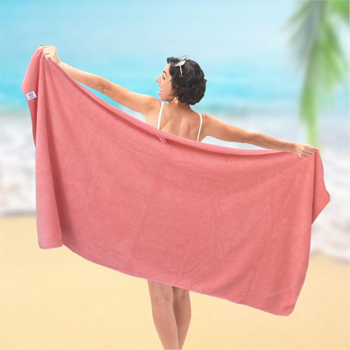 iota Microfiber Ultra Soft Beach Towel Bath Towel 90X180CM 500GSM (Pink)