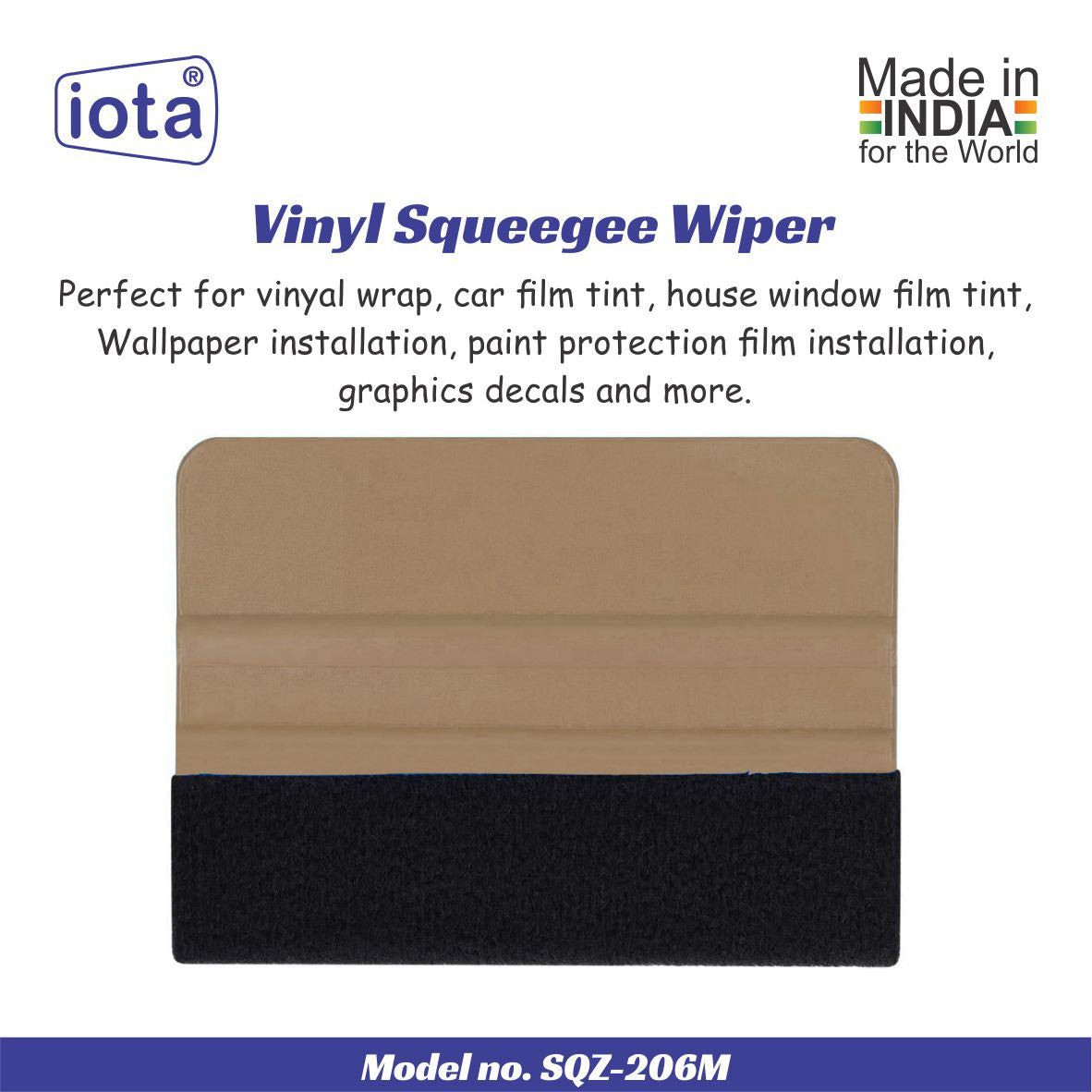 iota Squeegee SQZ206M 4 Inch Felt Edge Decal Squeegee for Car, Vehicle, Window Tint Tool IOTA