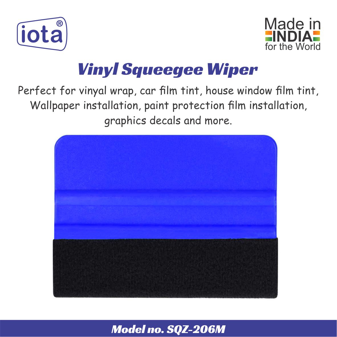 iota Squeegee SQZ206M 4 Inch Felt Edge Decal Squeegee for Car, Vehicle, Window Tint Tool IOTA