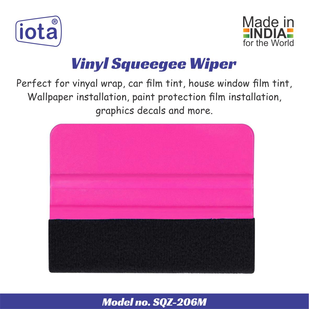 iota Squeegee SQZ206M 4 Inch Felt Edge Decal Squeegee for Car, Vehicle, Window Tint Tool IOTA