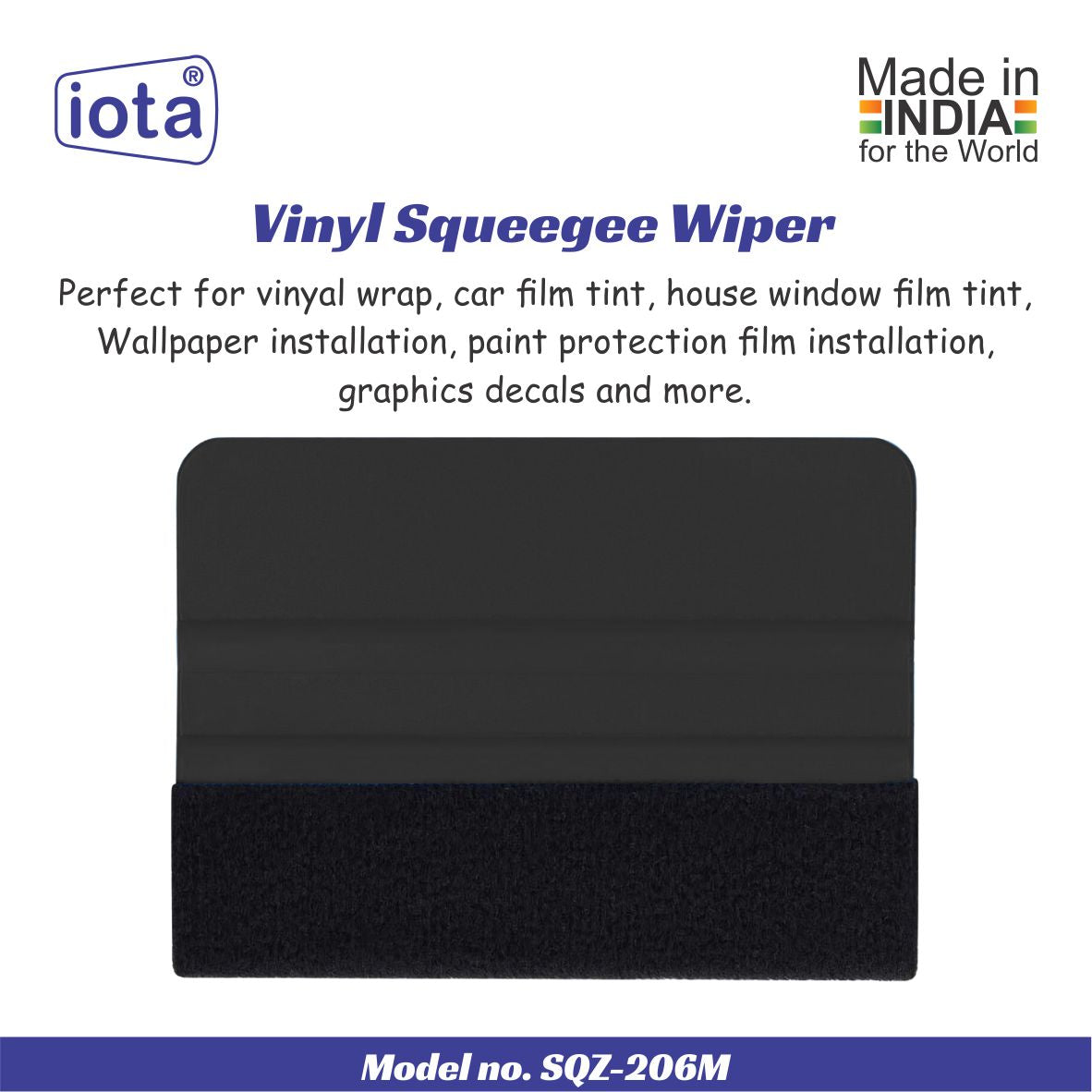 iota Squeegee SQZ206M 4 Inch Felt Edge Decal Squeegee for Car, Vehicle, Window Tint Tool IOTA
