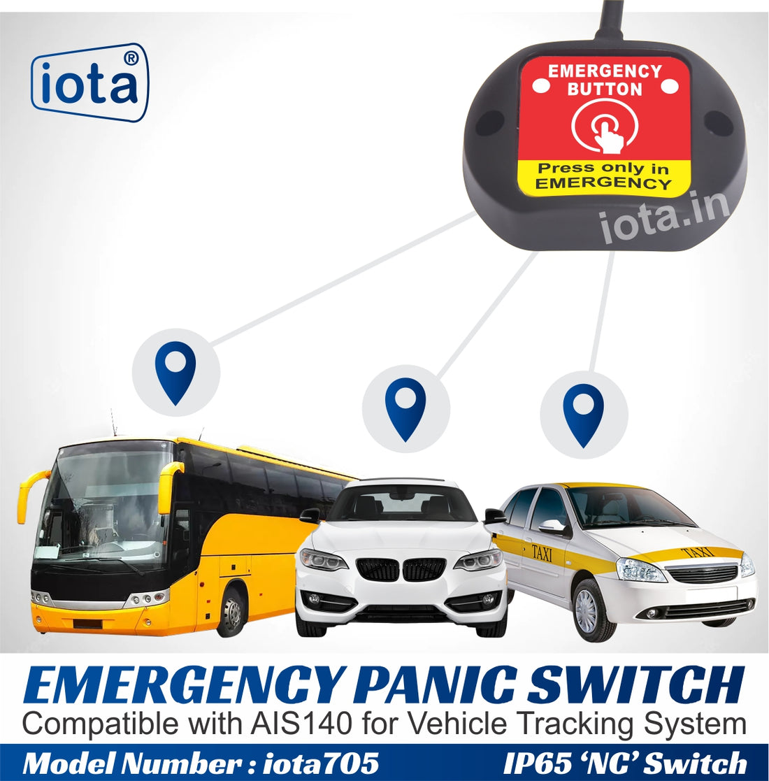 iota Emergency Panic Switch iota705 Compatible with AIS 140
