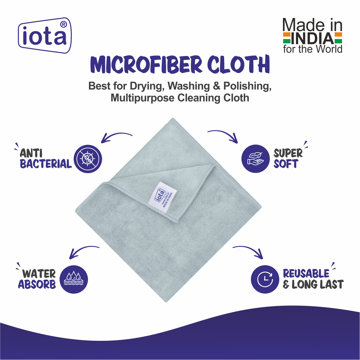 Microfiber Cloth 450GSM 60x40cm For Automotive (Pack Of-6) IOTA