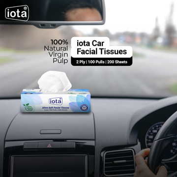 iota Facial Tissue Box With 2 Ply | 100 Pulls | 200 Sheets 100% Natural Skin-Friendly (Automotive)