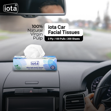 iota Facial Tissue Box With 2 Ply | 100 Pulls | 200 Sheets 100% Natural Skin-Friendly (Automotive) IOTA