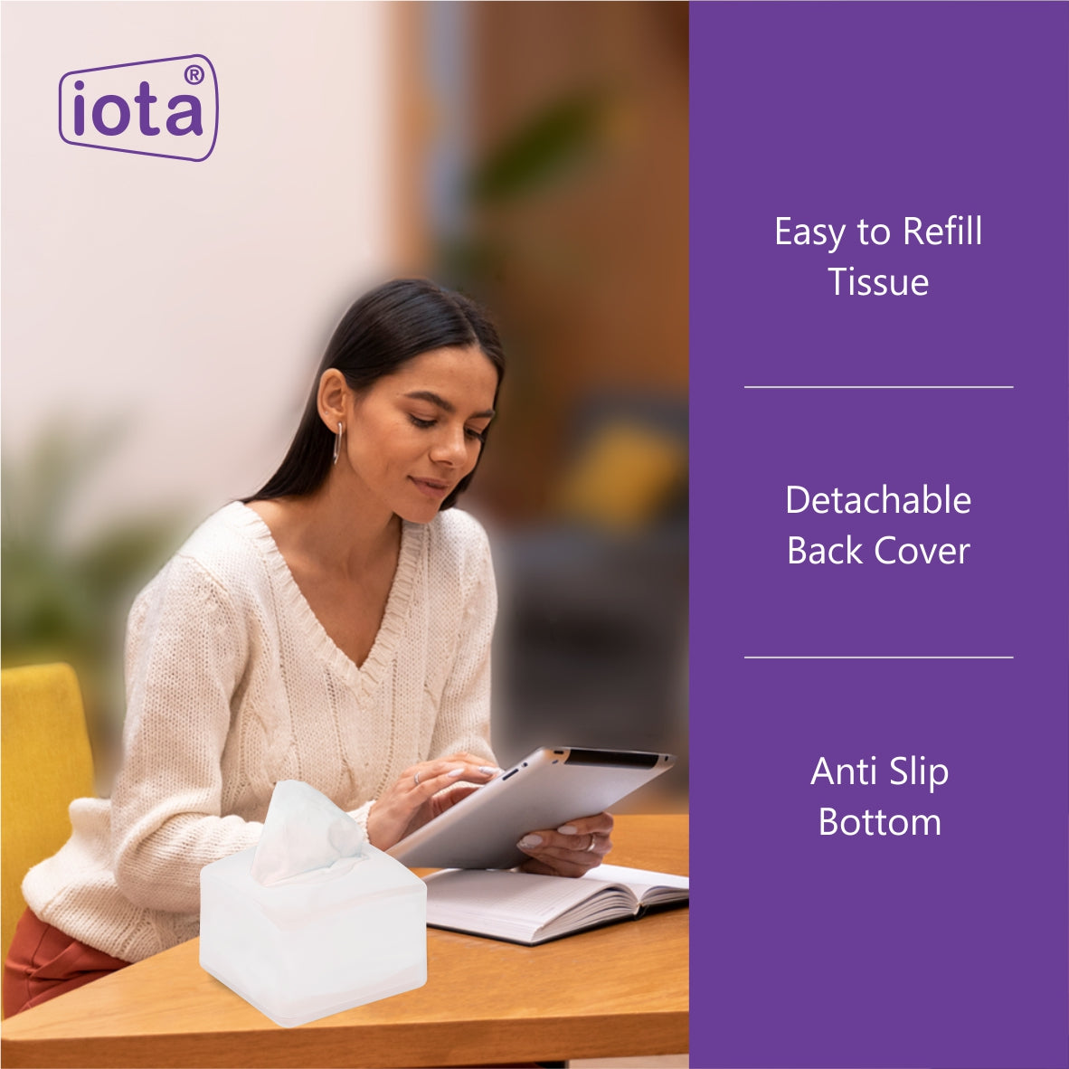 iota Tissue Dispenser Mini Box Including 2 Ply | 200 Pulls | 200 Sheets 100% Natural and Eco-friendly (Automotive) IOTA