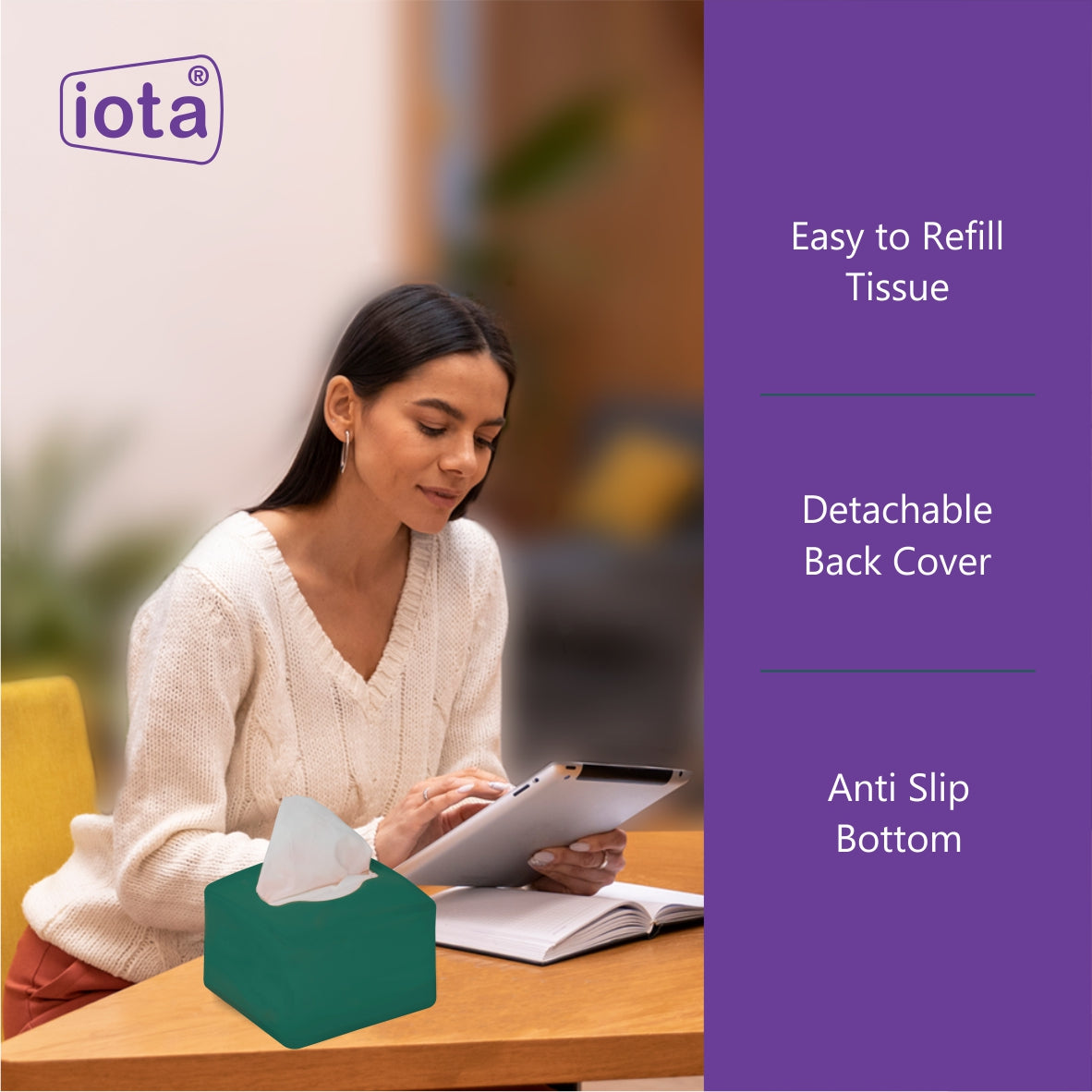 iota Tissue Dispenser Box Including 2 Ply | 200 Pulls | 200 Sheets 100% Natural and Eco-friendly IOTA