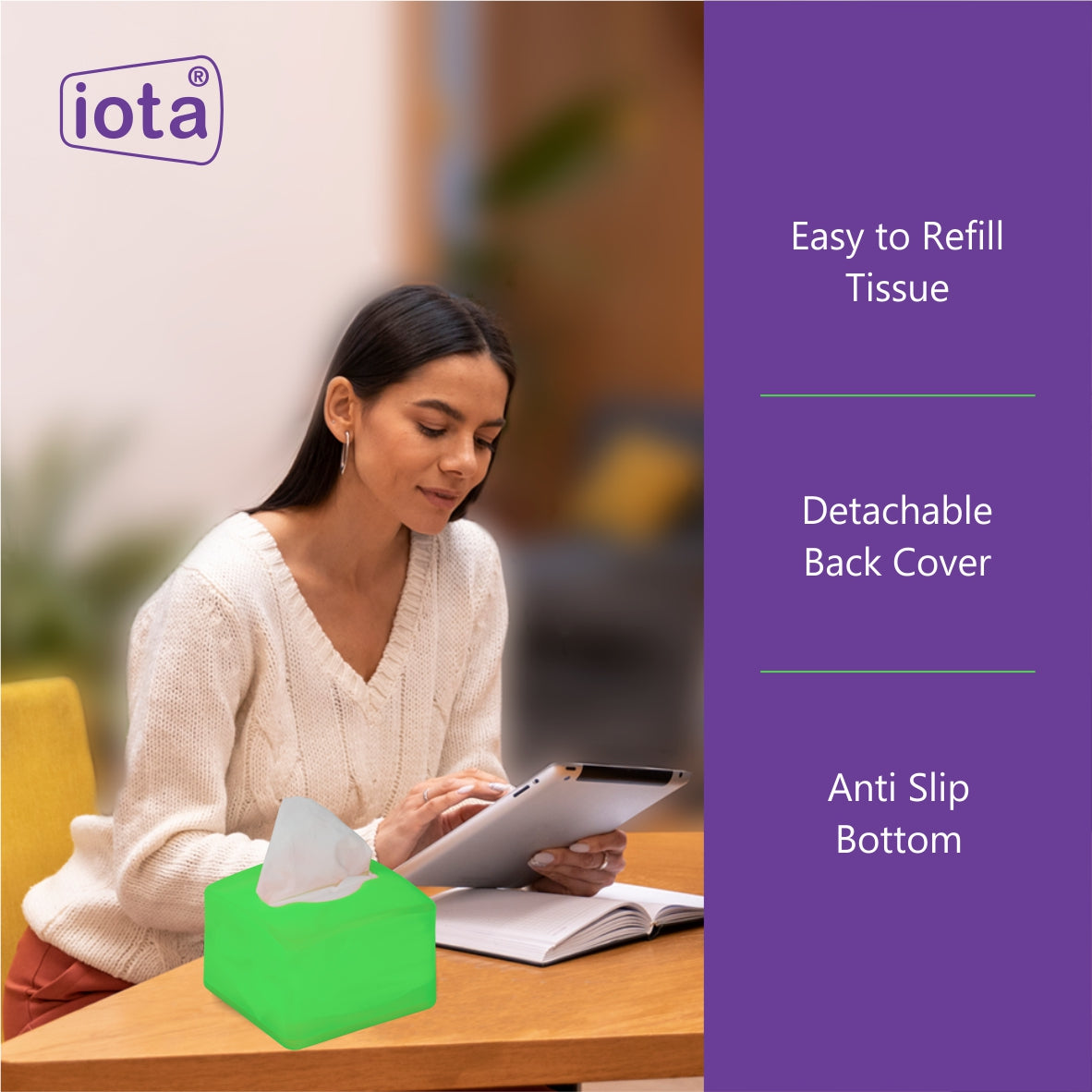 iota Tissue Dispenser Box Including 2 Ply | 200 Pulls | 200 Sheets 100% Natural and Eco-friendly IOTA