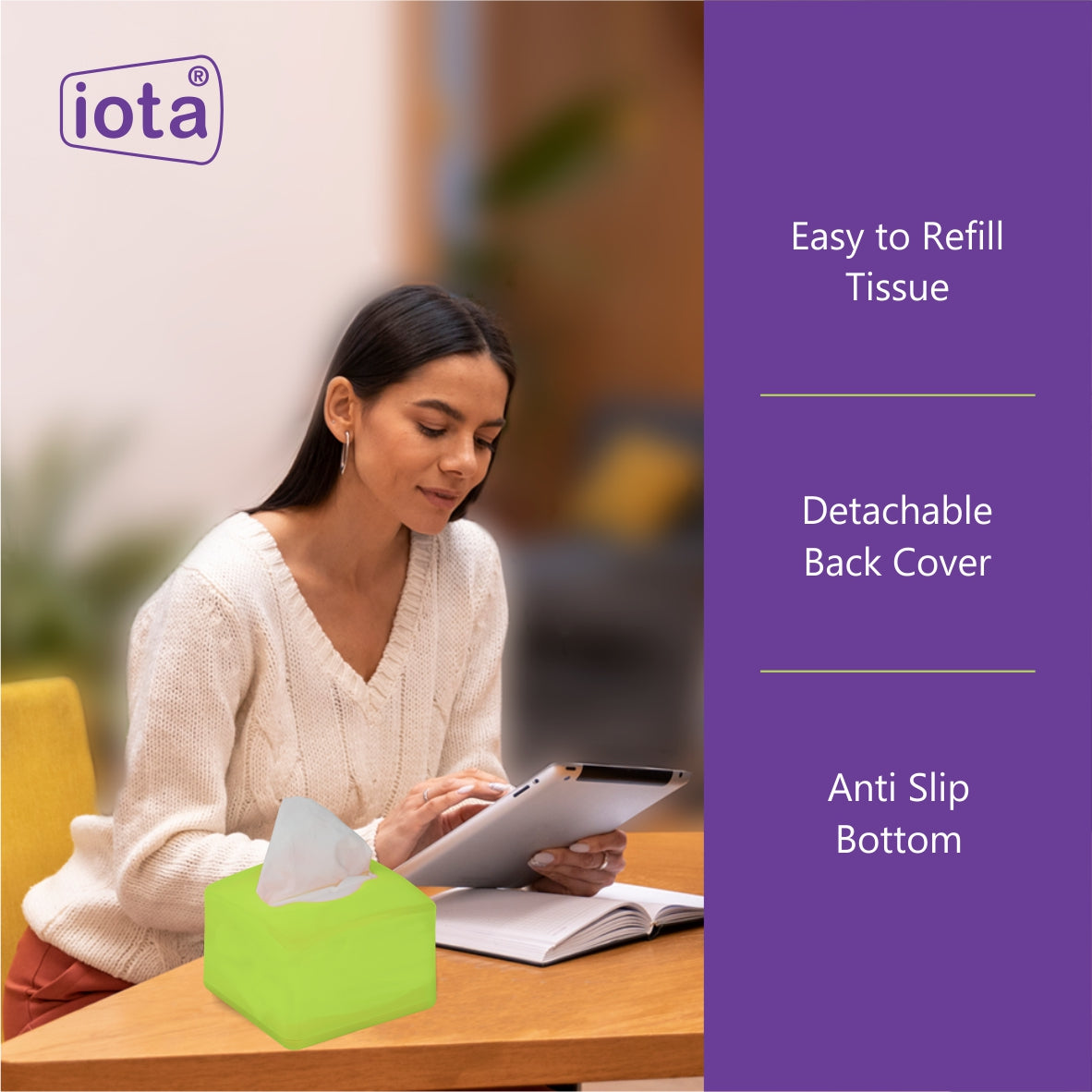 iota Tissue Dispenser Box Including 2 Ply | 200 Pulls | 200 Sheets 100% Natural and Eco-friendly IOTA