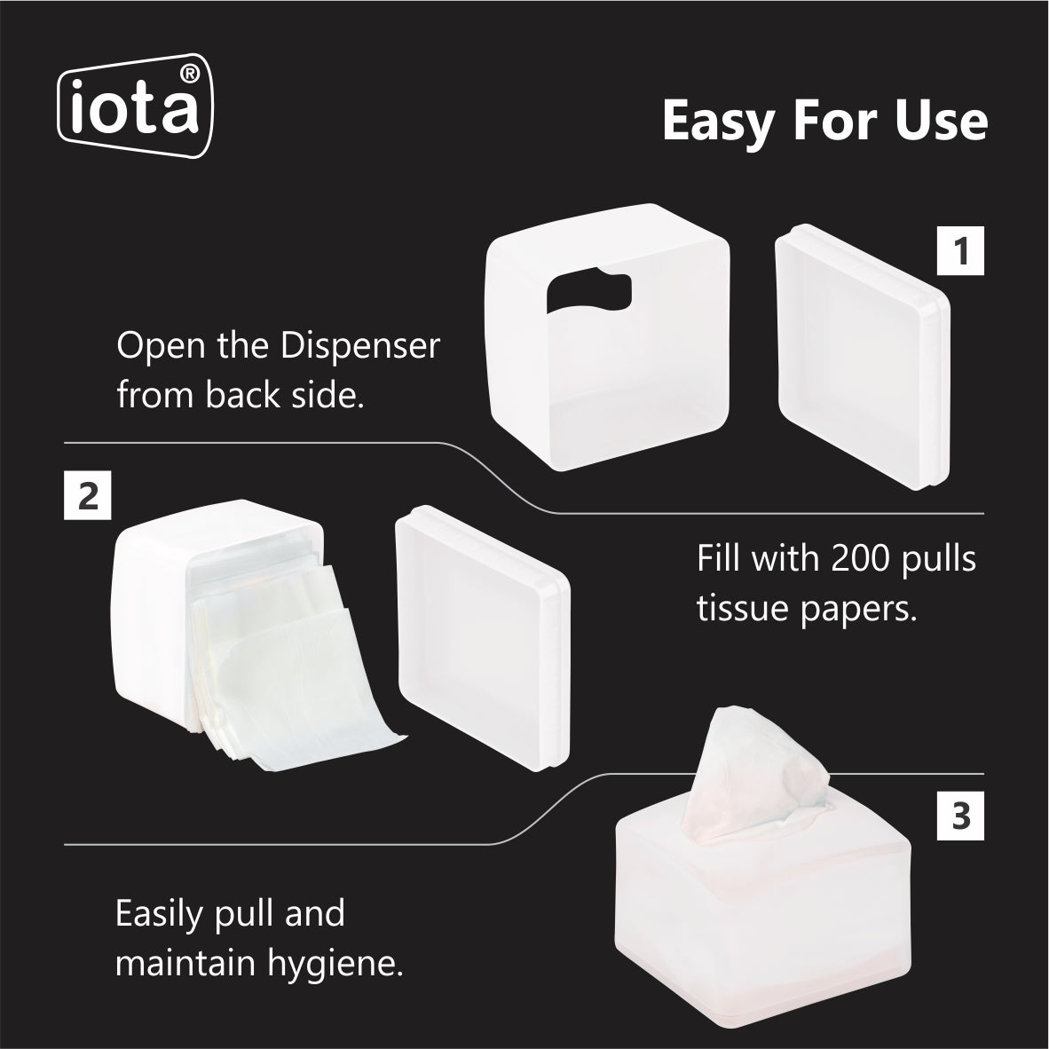 iota Tissue Dispenser Box Including 2 Ply | 200 Pulls | 200 Sheets 100% Natural and Eco-friendly IOTA
