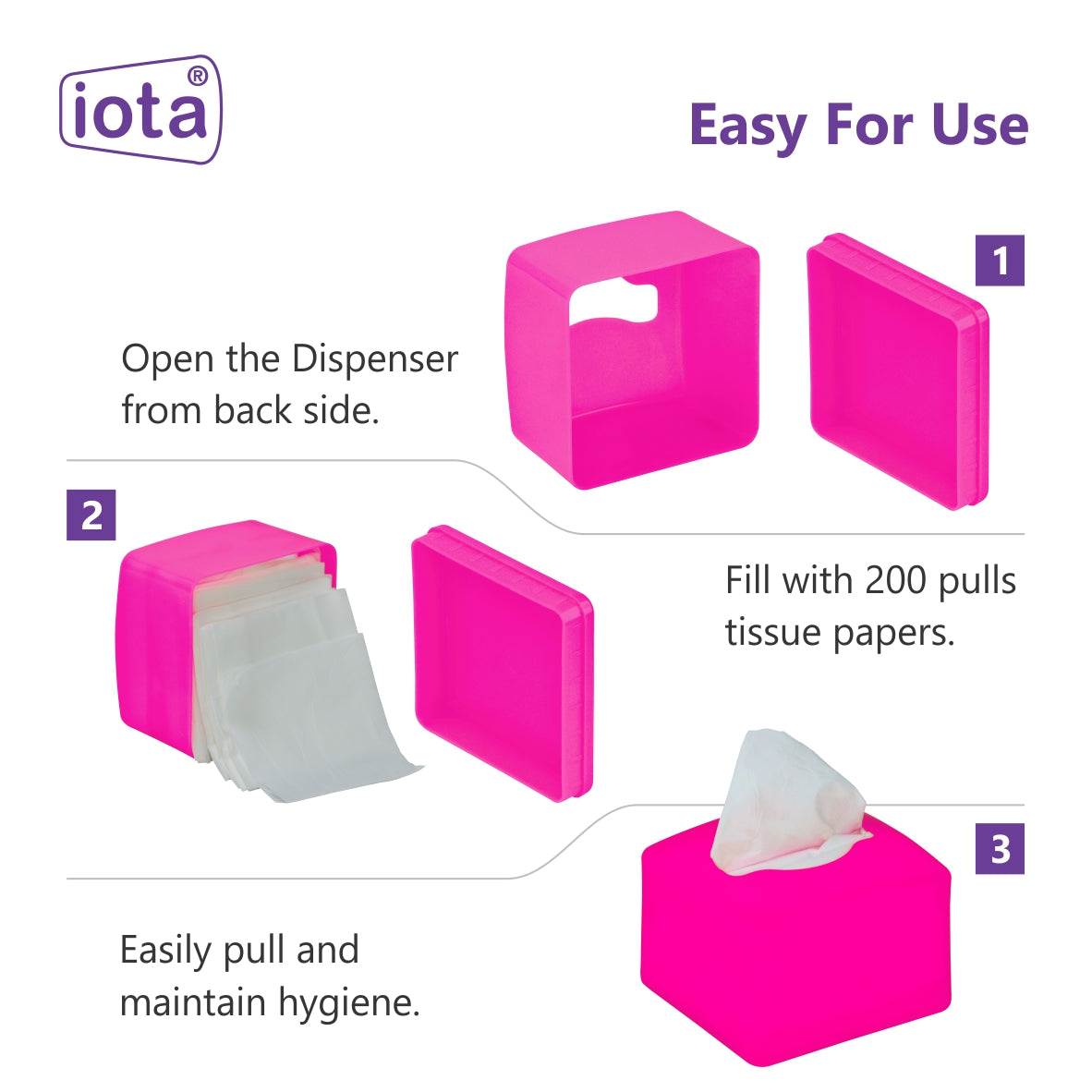 iota Tissue Dispenser Box Including 2 Ply | 200 Pulls | 200 Sheets 100% Natural and Eco-friendly IOTA