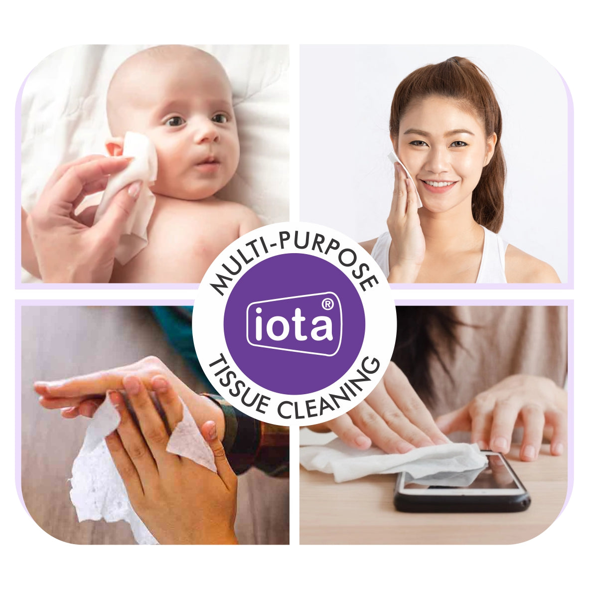 iota Tissue Dispenser Mini Box Including 2 Ply | 200 Pulls | 200 Sheets 100% Natural and Eco-friendly (Automotive) IOTA