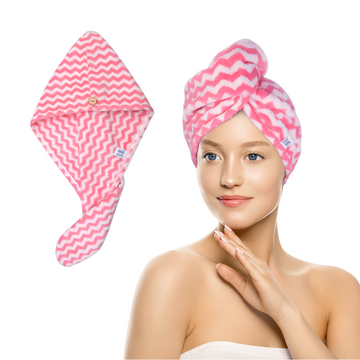 iota Microfiber Hair Wrap Towel - 500 GSM, Super Absorbent with Zig-Zag Pattern Hair Towel