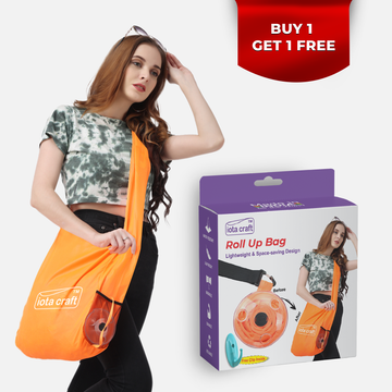 iota Roll Up Shopping Bag, Reusable, Foldable, Grocery Bags (Buy 1 Get 1 Free)