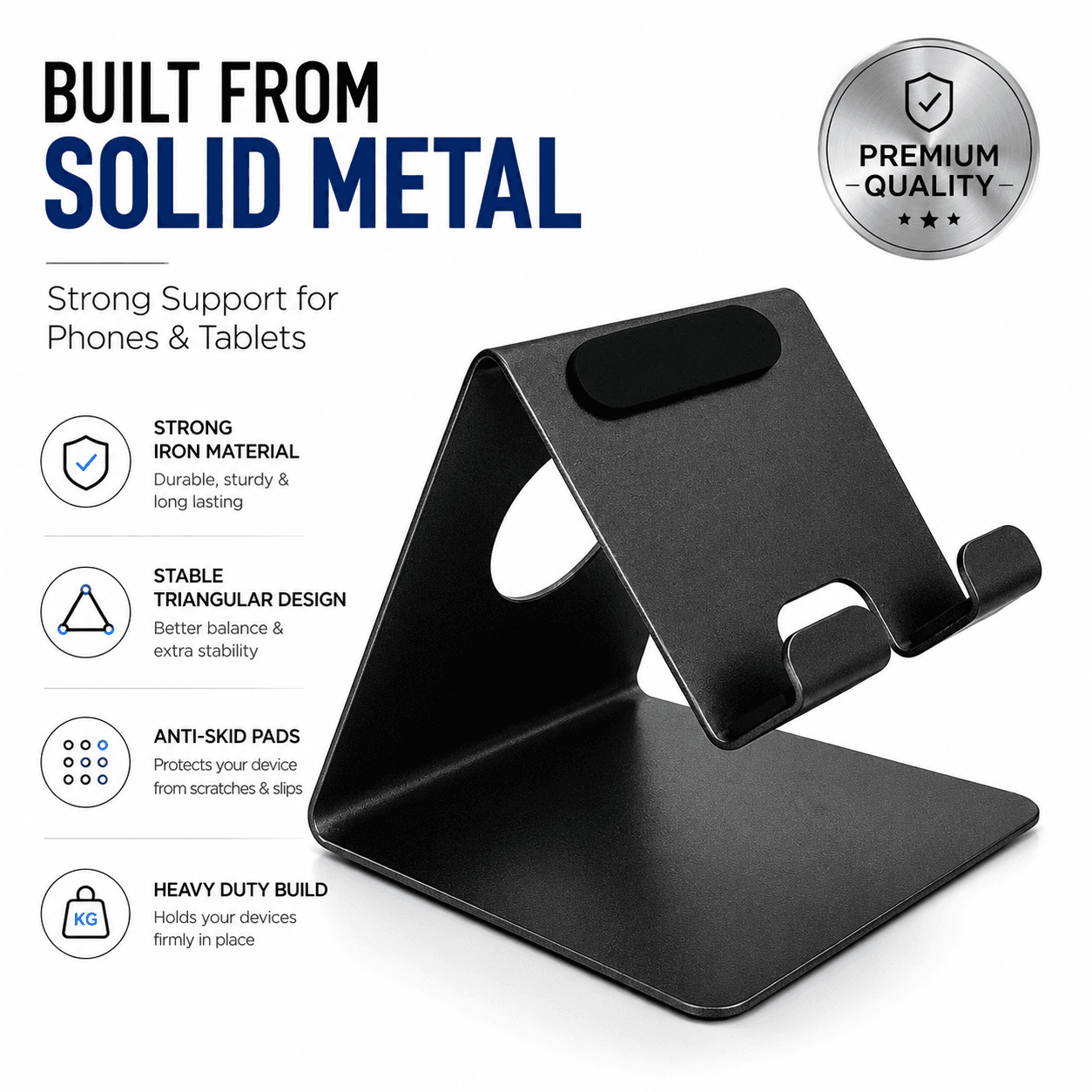 iota Mobile Stand — Lightweight Metal, Anti-slip Base