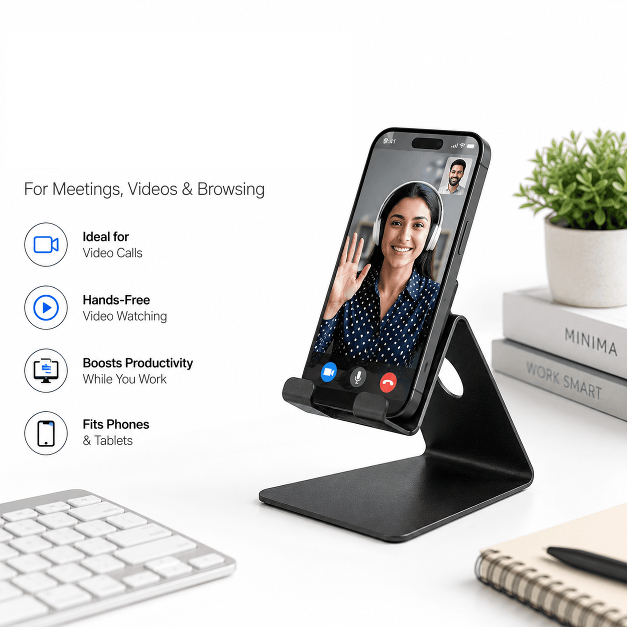 iota Mobile Stand — Lightweight Metal, Anti-slip Base