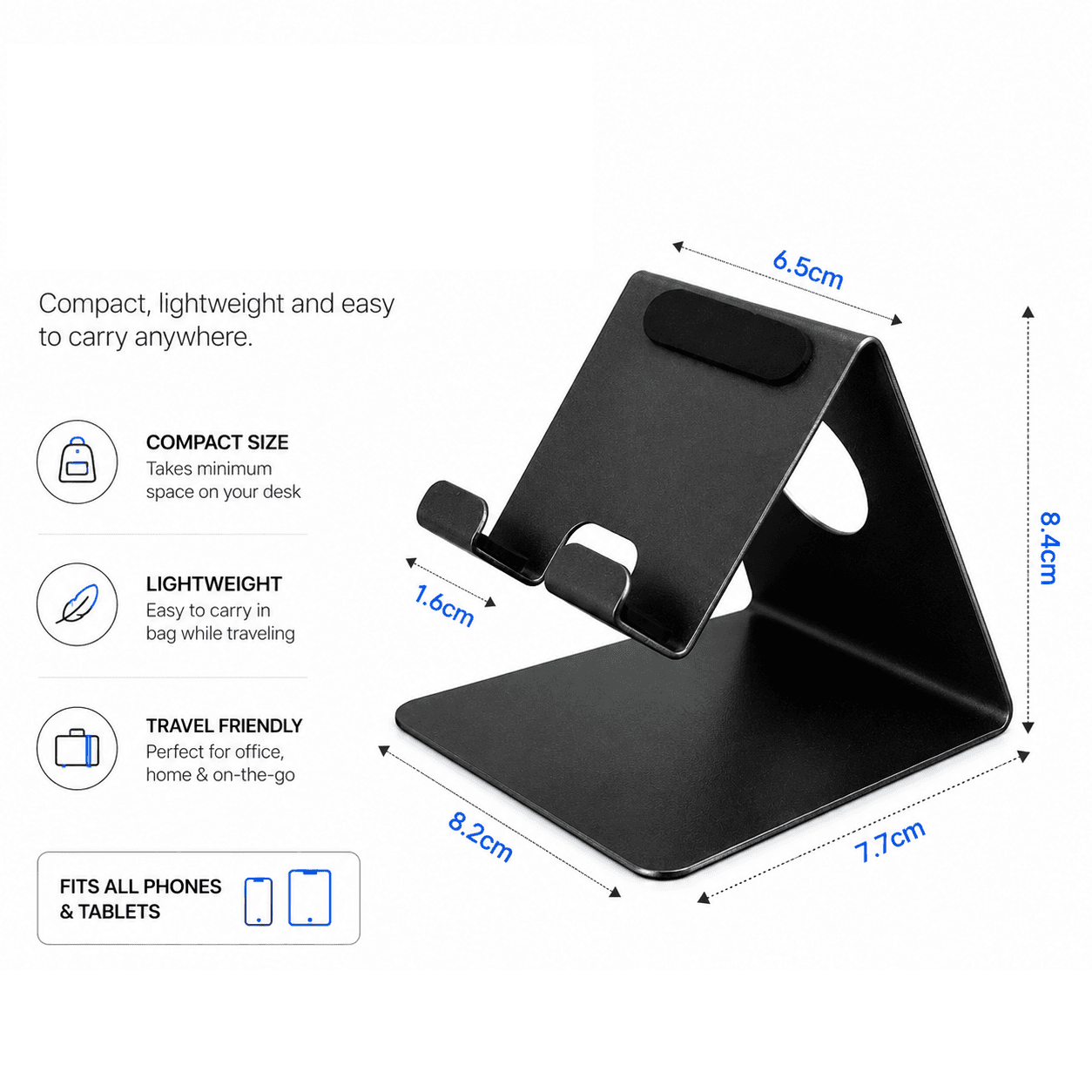 iota Mobile Stand — Lightweight Metal, Anti-slip Base