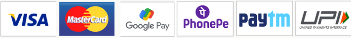 Accepted payments — Visa, Mastercard, Google Pay, PhonePe, Paytm, UPI