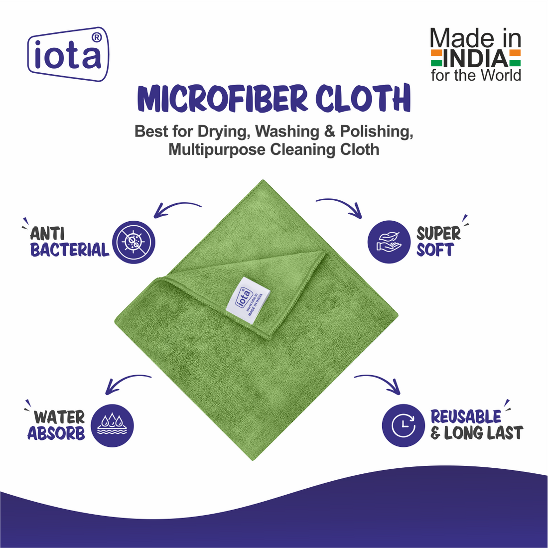 iota Microfiber Cloth 450GSM 60x40cm For Automotive (Pack Of-2)