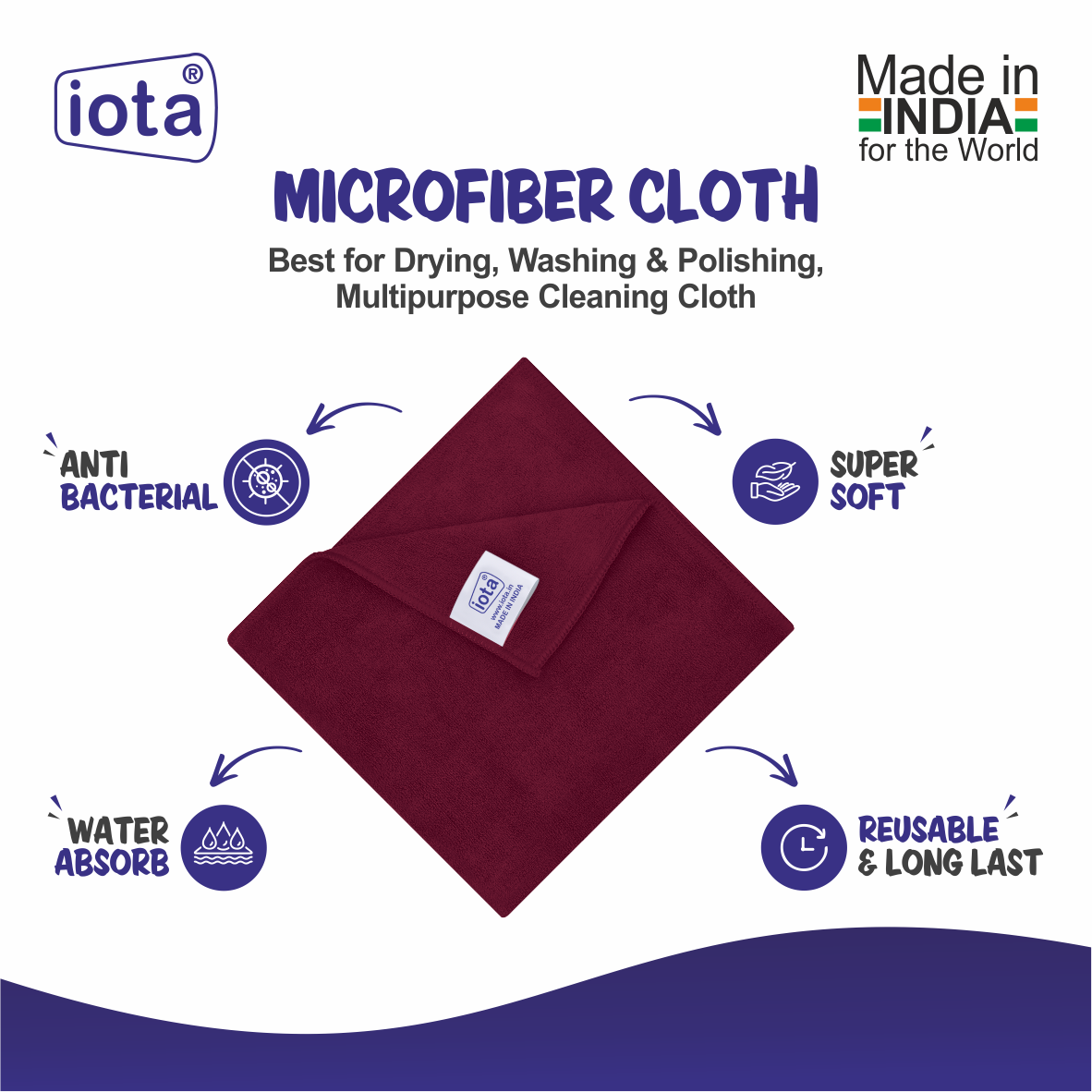 Microfiber Cloth 450GSM 40x40cm For Automotive (Pack Of-6) IOTA