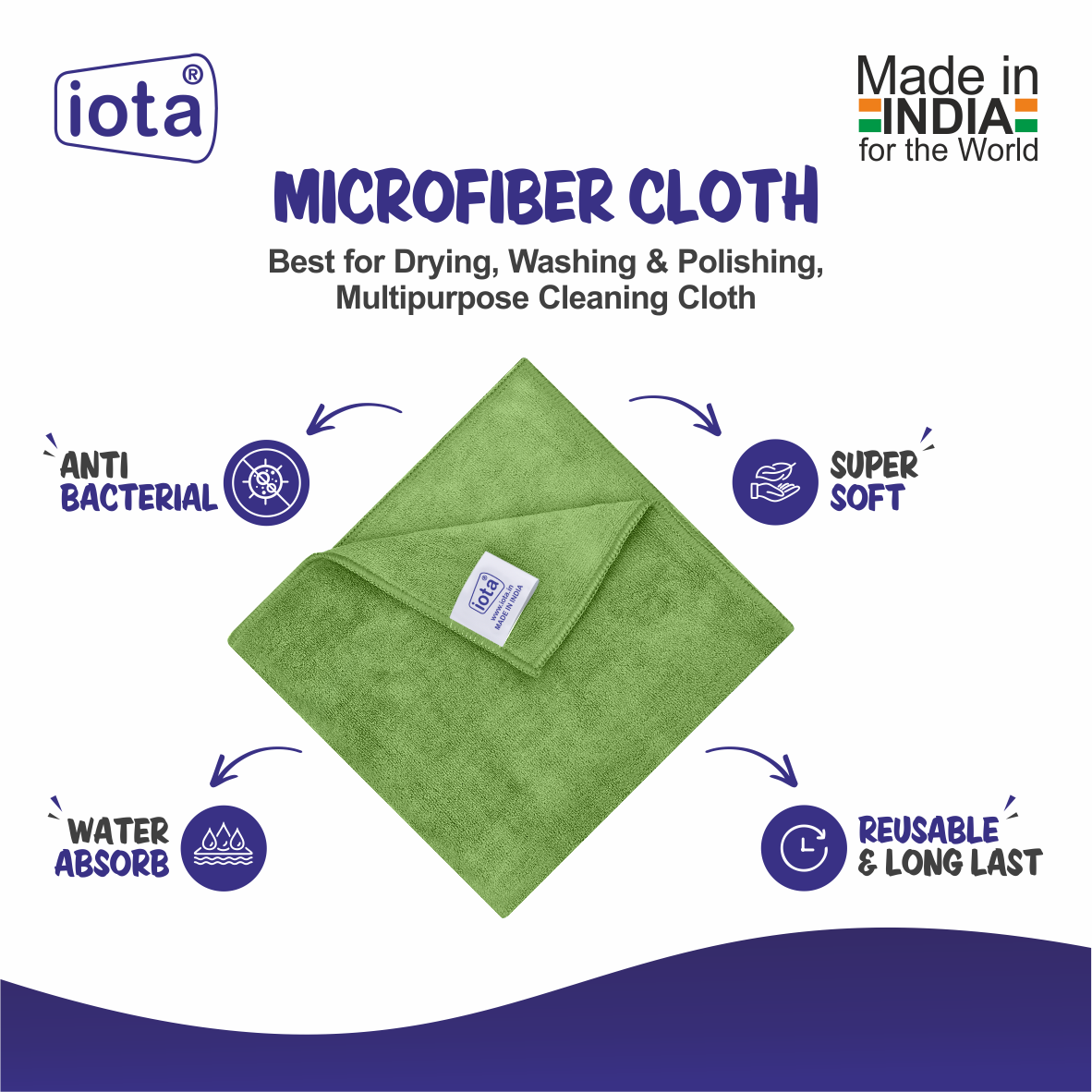 Microfiber Cloth 450GSM 60x40cm For Automotive (Pack Of-4) IOTA