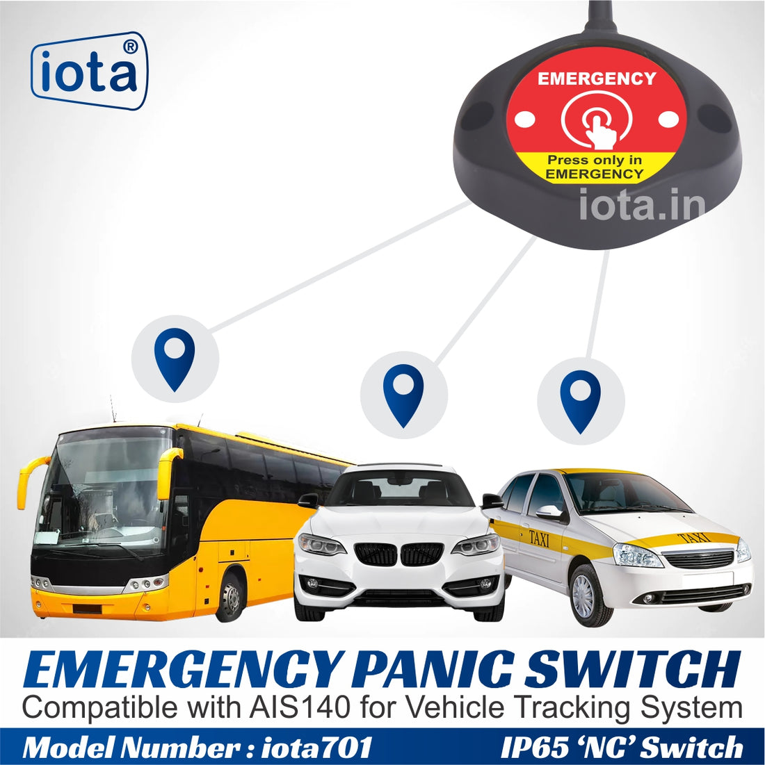 iota Emergency Panic Switch iota701 Compatible with AIS 140.