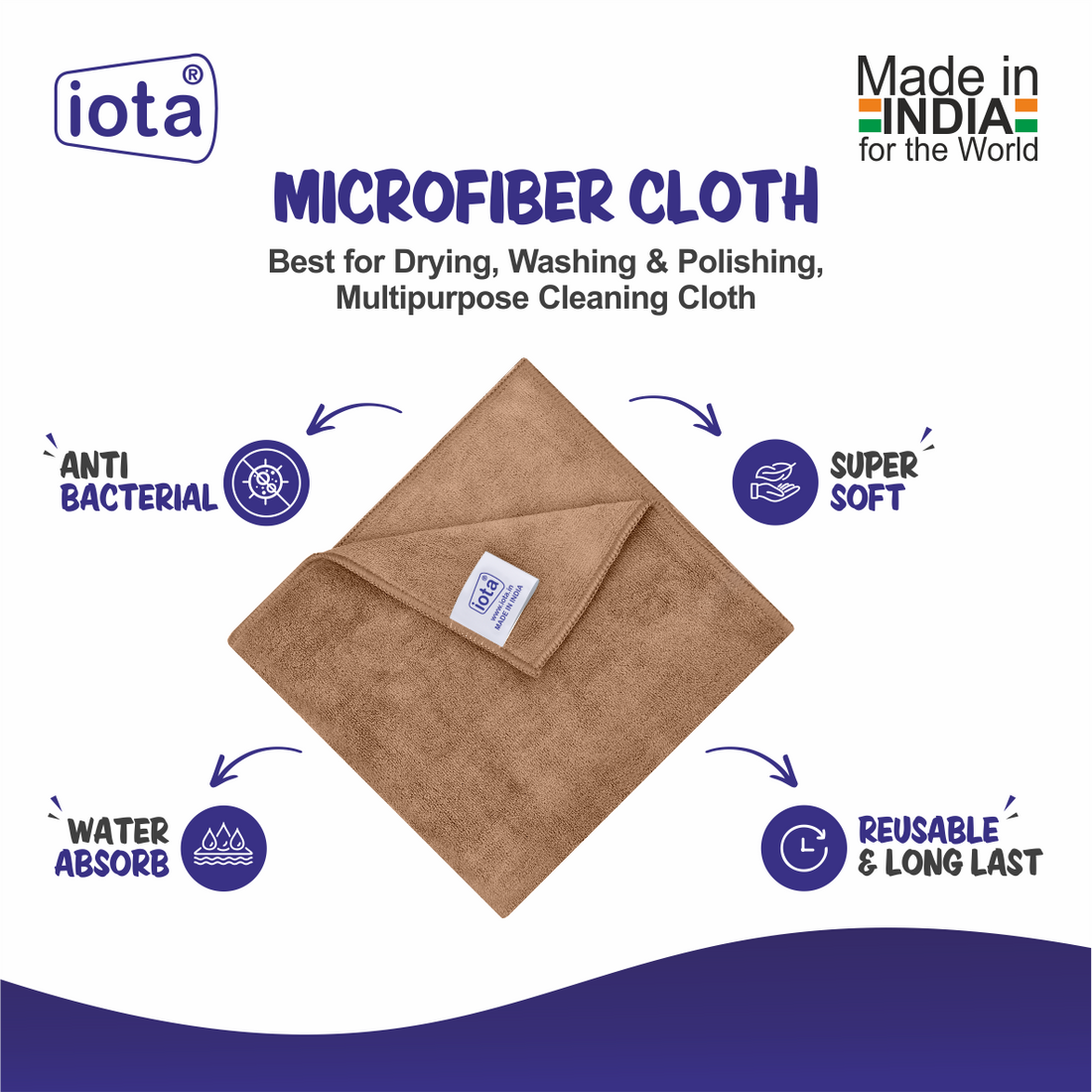 iota Microfiber Cloth 450GSM 40x40cm For Automotive (Pack Of-2)
