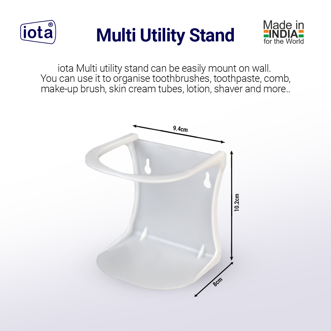 iota Multi Utility Wall Mount Stand - Soap Holder, Sanitizer, and Water Bottle Stand (Pack of-2)