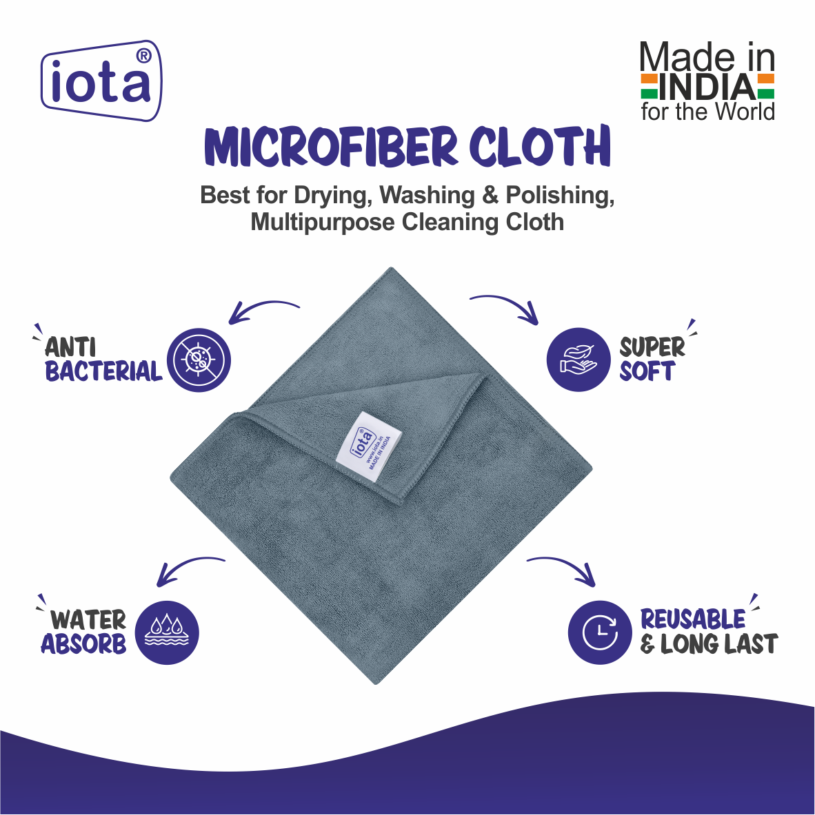 Microfiber Cloth 450GSM 40x40cm For Automotive (Pack Of-6) IOTA