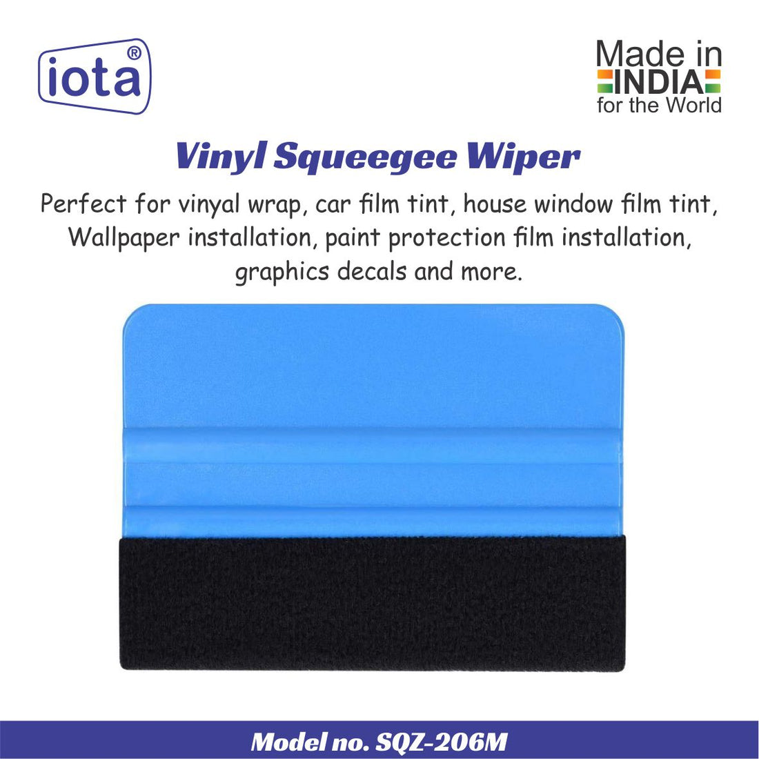 iota Squeegee SQZ206M 4 Inch Felt Edge Decal Squeegee for Car, Vehicle, Window Tint Tool