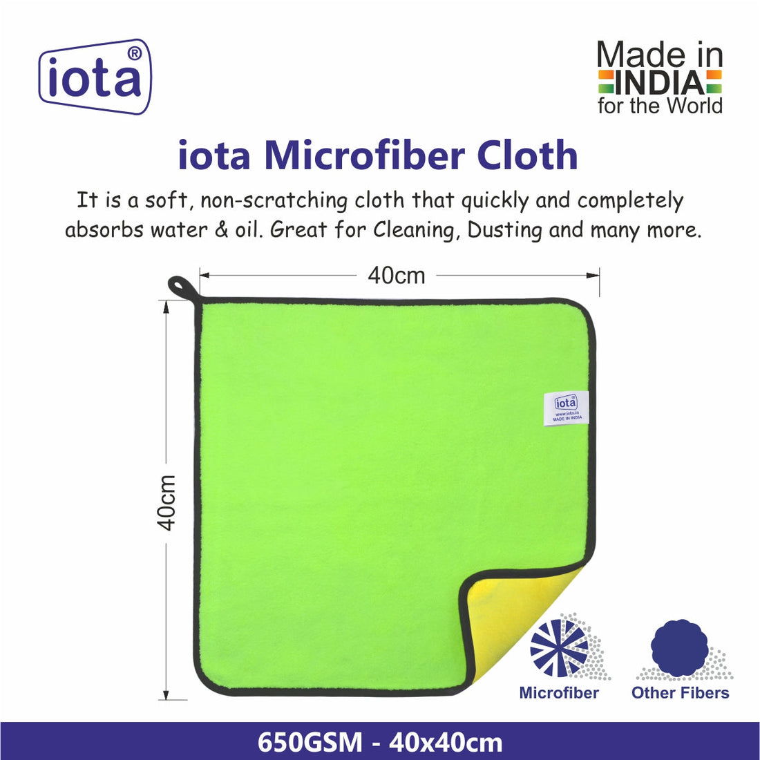 iota Microfiber Cloth 650GSM 60x40cm For Automotive (Pack of-4)