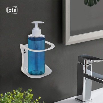 iota Multi Utility Wall mount Stand with Empty Dispenser Bottle for Sanitizer, Handwash, Multipurpose (Pack of 1 Stand + 1 Dispenser)