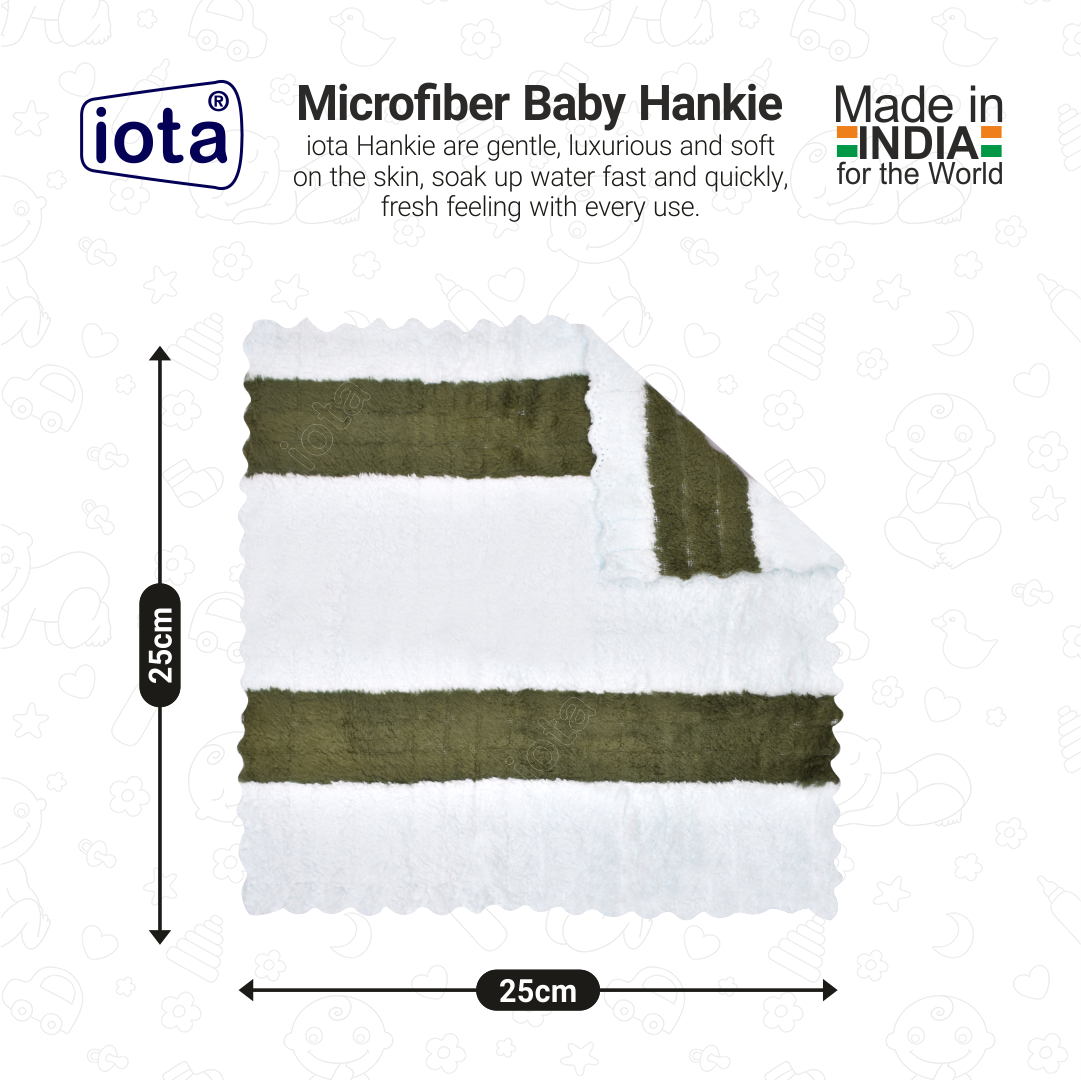 iota Microfiber Baby Hankie - 25x25cm, Ultra Soft, Super Absorbent, Pack of 6 (Multicolour)