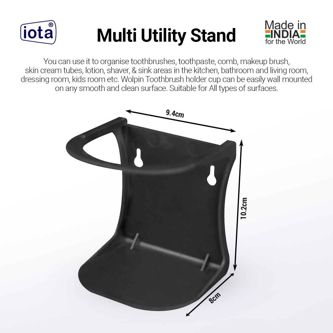 iota Multi Utility Wall Mount Stand - Soap Holder, Sanitizer, and Water Bottle Stand (Pack of-2)