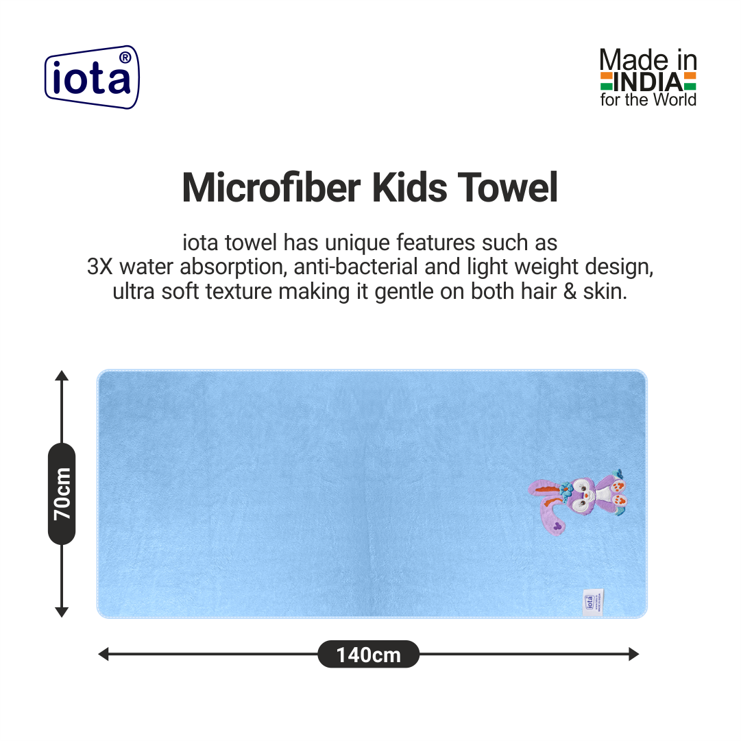 iota Microfiber Kids Bath Towels 70x140 cm, 500GSM - Quick Dry, Ultra Soft, Super Absorbent