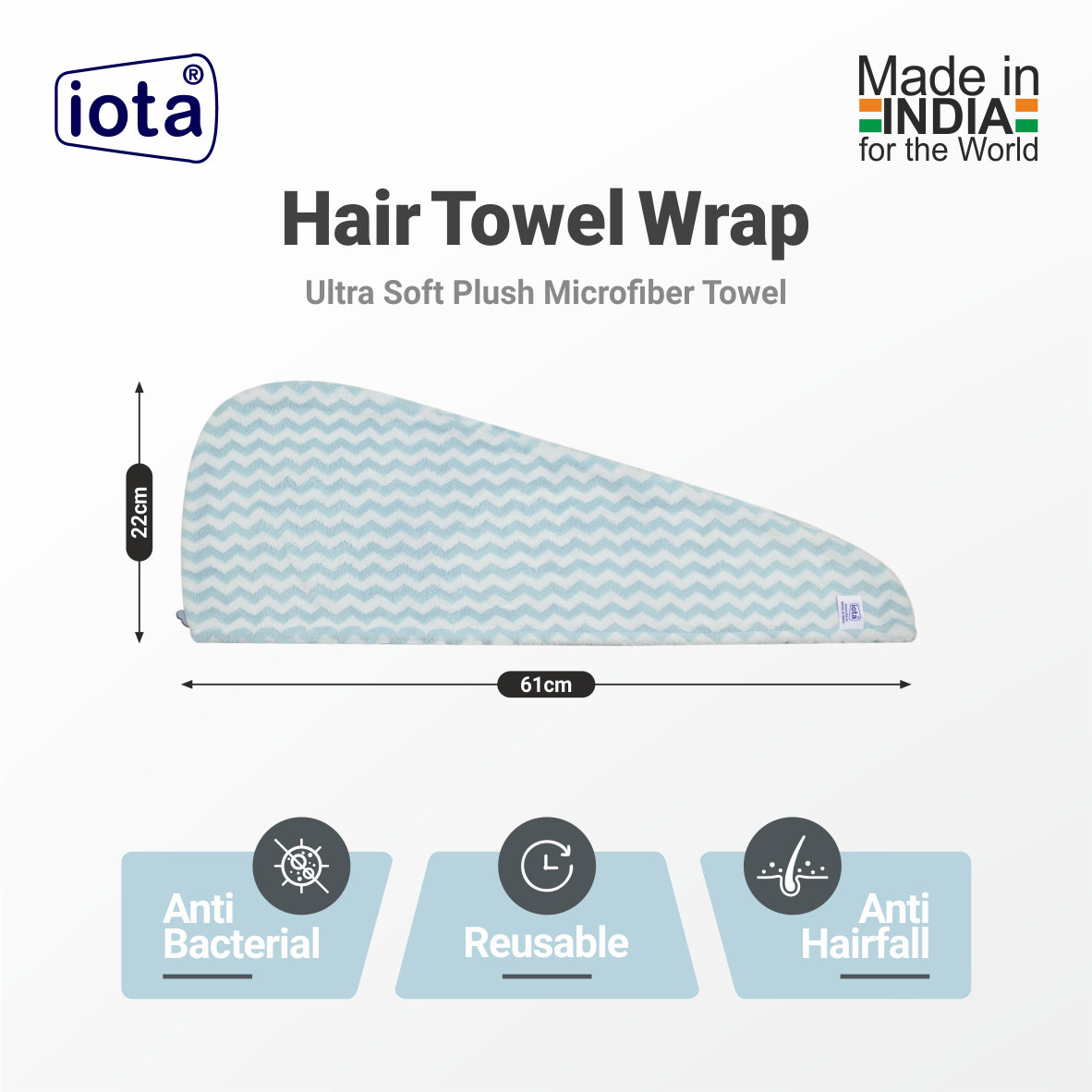 Microfiber Hair Wrap Towel 500 GSM, Super Absorbent, Quick-Dry