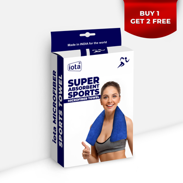 iota Microfiber Gym Towels | 450GSM, 60x40 cm | Super Soft, 3X Absorption Power - Pack of 1 (Buy 1 Get 2 Free)