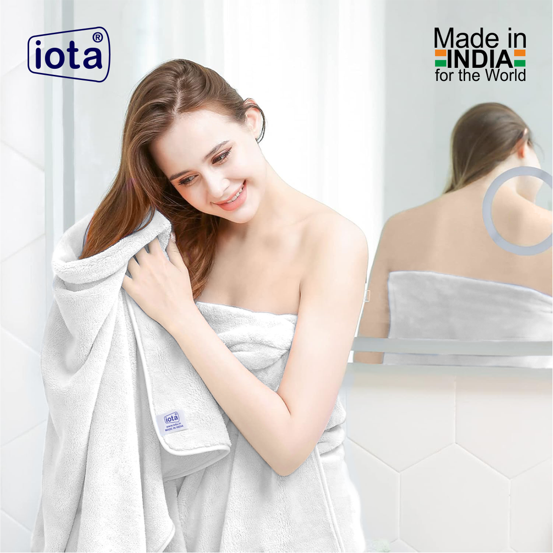 iota Microfiber Soft and Luxurious Female Bath Towel 70x140cm 350 GSM (White)