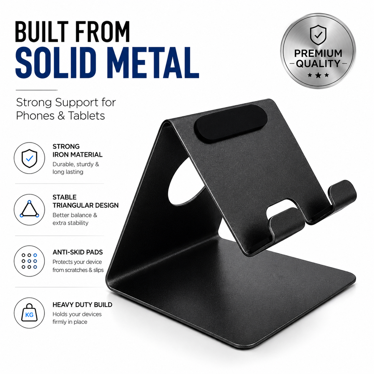 iota Mobile Stand — Lightweight Metal, Anti-slip Base
