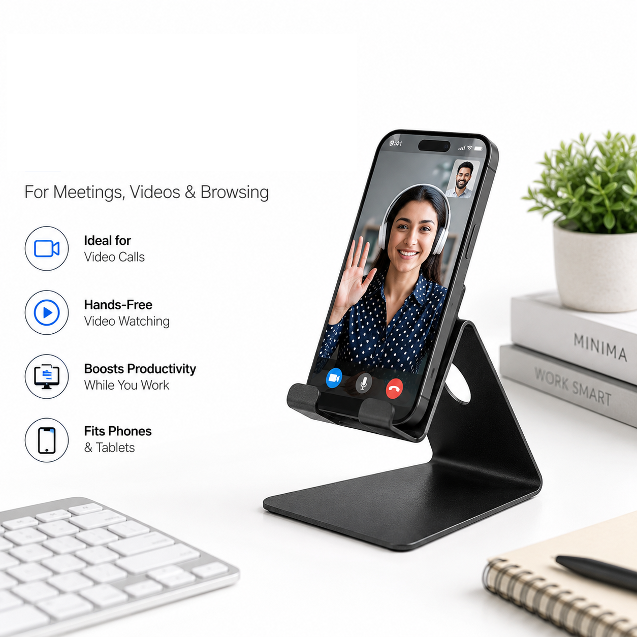 iota Mobile Stand — Lightweight Metal, Anti-slip Base
