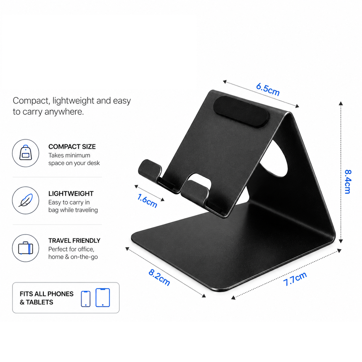 iota Mobile Stand — Lightweight Metal, Anti-slip Base