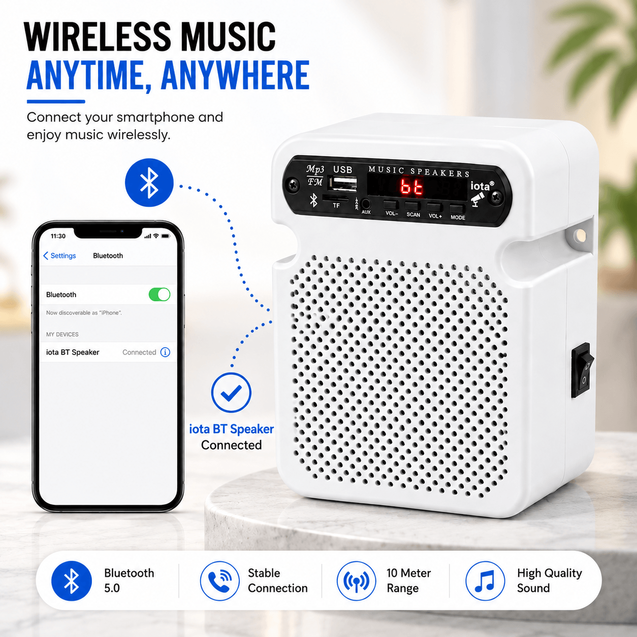 iota Bluetooth Speaker 20W — Rich Stereo, Deep Bass