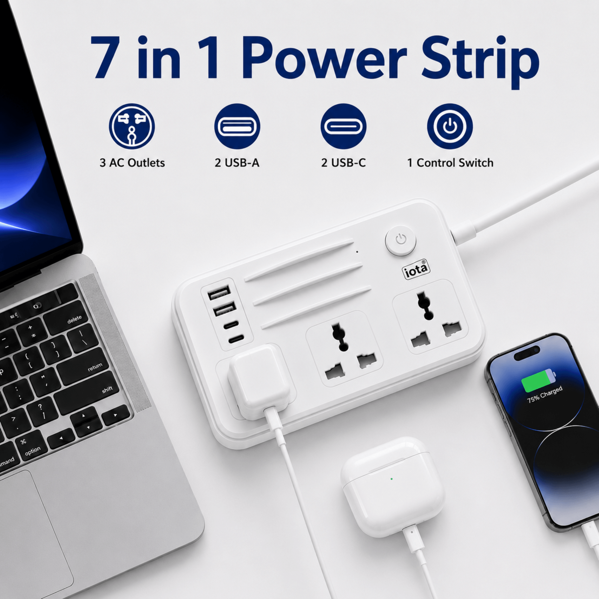 7 in 1 Extension Board with USB & Type-C Ports